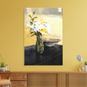 Daffodil Stillife in geel en zwart Canvas Afdruk (Insitu (Woonkamer))
