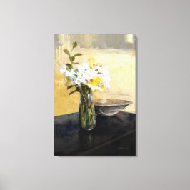 Daffodil Stillife in geel en zwart Canvas Afdruk