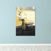 Daffodil Stillife in geel en zwart Canvas Afdruk (Insitu (Houten vloer))