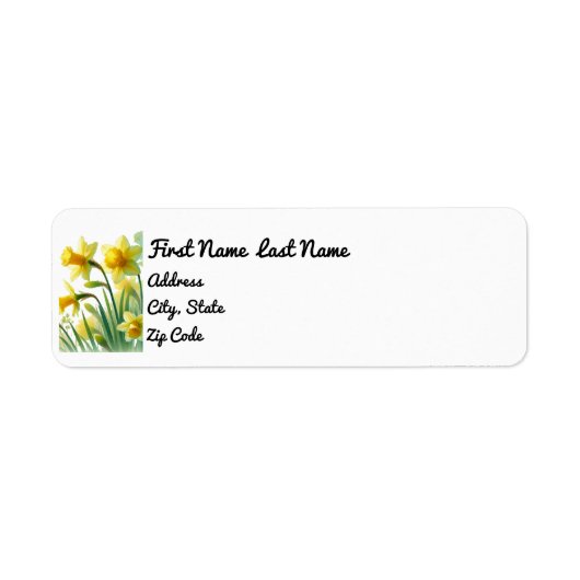 Daffodil terug adres Sticker, maart Birthflower Etiket (Voorkant)