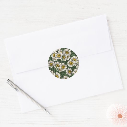 Daffodil tuin ronde sticker (Envelop)