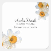 Daffodil voor altijd in ons hart Begrafenis Vierkante Sticker (Voorkant)
