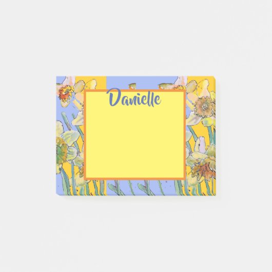 Daffodil Waterverf Art Vrouwen Naam Post It Notes (Voorkant)