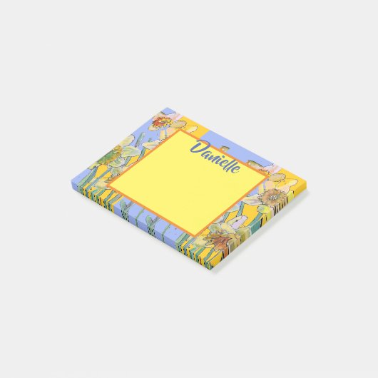 Daffodil Waterverf Art Vrouwen Naam Post It Notes (Schuin)