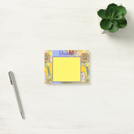 Daffodil Waterverf Art Vrouwen Naam Post It Notes (Kantoor)