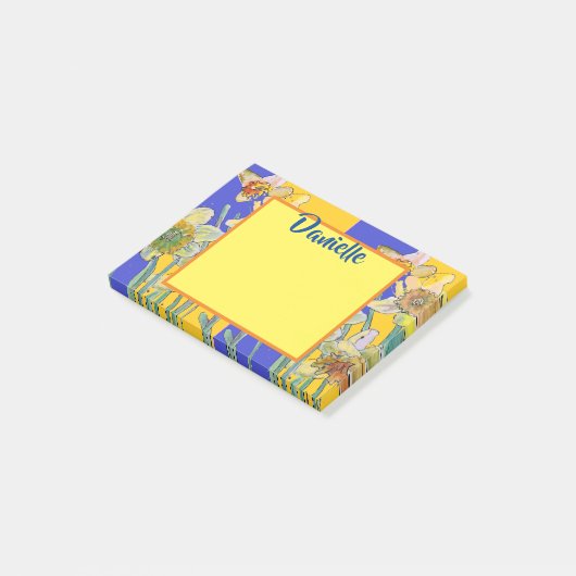 Daffodil Waterverf Art Vrouwen Naam Post It Notes (Schuin)