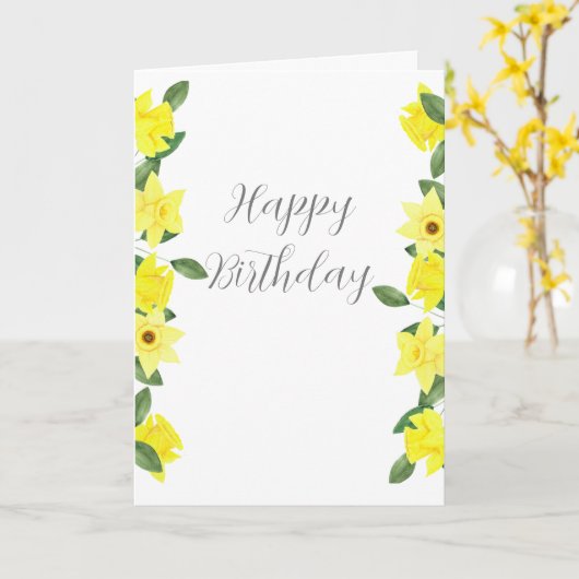 Daffodil Waterverf Birthday Kaart (Gele Bloem)
