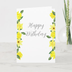Daffodil Waterverf Birthday Kaart