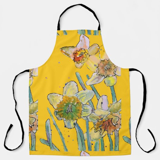 Daffodil Waterverf Bloed Geel Apron Schort (Voorkant)