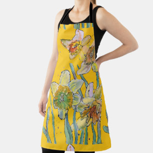 Daffodil Waterverf Bloedgeel floreel Apron Schort