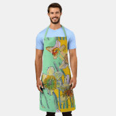 Daffodil Waterverf Bloedgroen floreel Apron Schort (Gedragen)