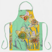 Daffodil Waterverf Bloedgroen floreel Apron Schort (Voorkant)