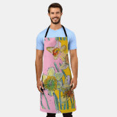 Daffodil Waterverf Bloedroze floraal Apron Schort (Gedragen)