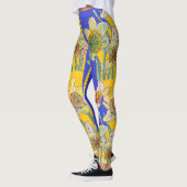 Daffodil Waterverf Bloem Blauwe Florence Leggings (Links)