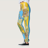 Daffodil Waterverf Bloem Lila Leggings van bloemen (Links)