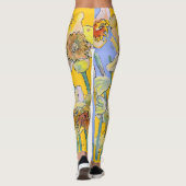 Daffodil Waterverf Bloem Lila Leggings van bloemen (Achterkant)