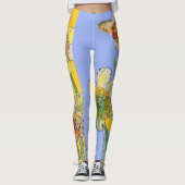 Daffodil Waterverf Bloem Lila Leggings van bloemen (Voorkant)
