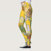 Daffodil Waterverf Bloem Lila Leggings van bloemen (Links)