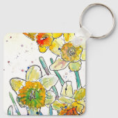 Daffodil Waterverf Bloemkunst Verjaardag Mum Golf Sleutelhanger (Achterkant)