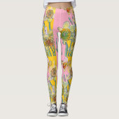 Daffodil Waterverf Bloemroze Leggings (Voorkant)