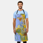 Daffodil Waterverf Bloer Lavender floral Apron Schort (Gedragen)