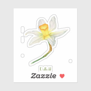 Daffodil waterverf Custom-Cut Vinyl Sticker