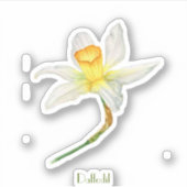 Daffodil waterverf Custom-Cut Vinyl Sticker (Voorkant)