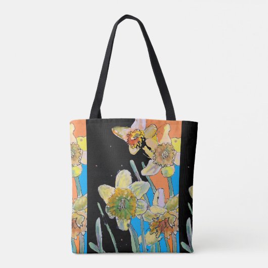 Daffodil Waterverf floral Dames Art Canvas tas (Achterkant)