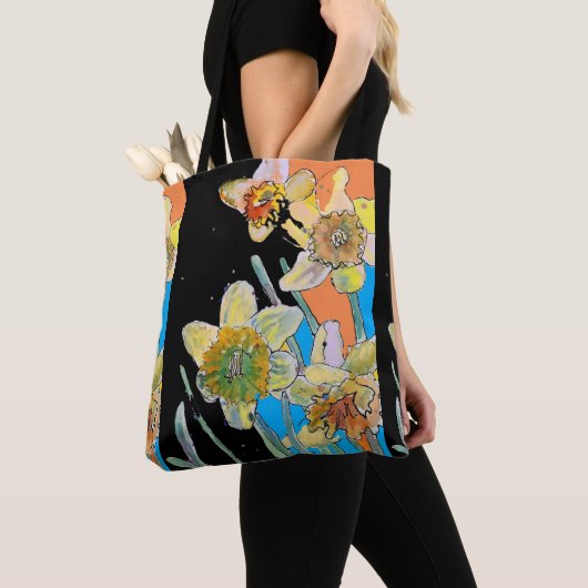 Daffodil Waterverf floral Dames Art Canvas tas (Dichtbij)