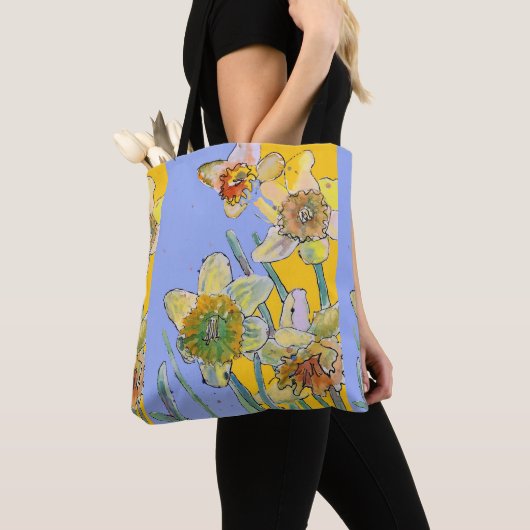 Daffodil Waterverf floral Dames Art Canvas tas (Dichtbij)