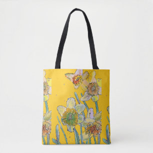 Daffodil Waterverf floral Dames Art Canvas tas