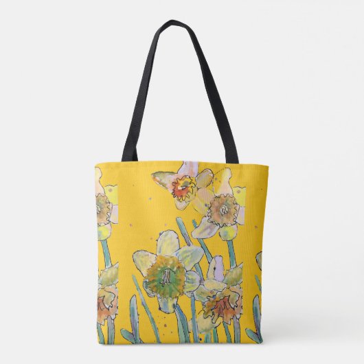 Daffodil Waterverf floral Dames Art Canvas tas (Achterkant)