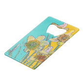 Daffodil Waterverf Flower Turquoise floral Creditkaart Flessenopener (Voorkant Gekanteld)
