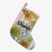 Daffodil Waterverf Flowers Floral Name Stocking Kleine Kerstsok (Voorkant (Hangend))