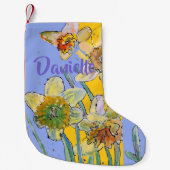 Daffodil Waterverf Flowers Floral Name Stocking Kleine Kerstsok (Voorkant)