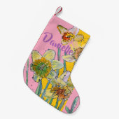 Daffodil Waterverf Flowers Floral Name Stocking Kleine Kerstsok (Voorkant (Hangend))