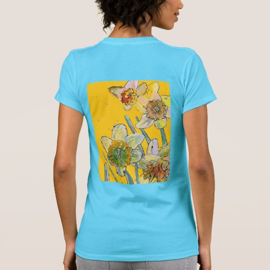 Daffodil Waterverf Flowers Floral Painting T-Shir T-shirt (Achterkant)