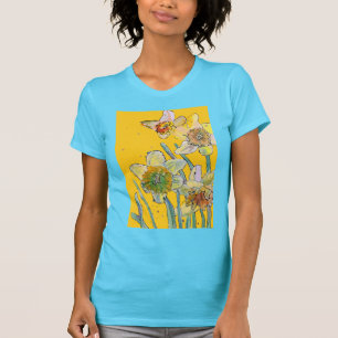 Daffodil Waterverf Flowers Floral Painting T-Shir T-shirt