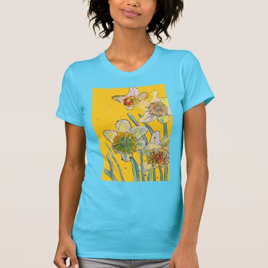 Daffodil Waterverf Flowers Floral Painting T-Shir T-shirt (Voorkant)