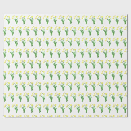 Daffodil Waterverf Geel Bloementuin  Cadeaupapier (Vlak)