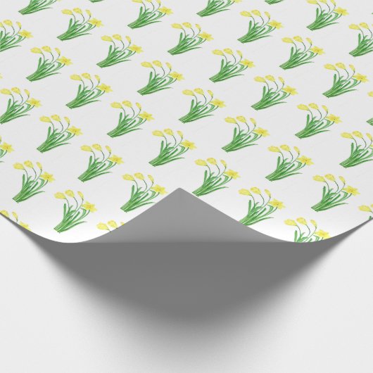 Daffodil Waterverf Geel Bloementuin  Cadeaupapier (Hoek)