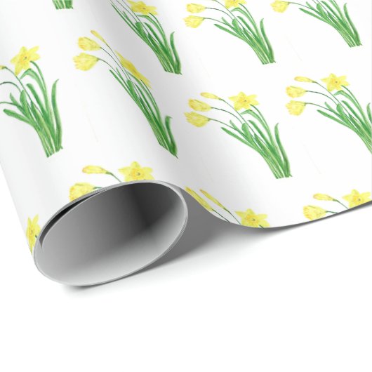 Daffodil Waterverf Geel Bloementuin  Cadeaupapier (Rol Hoek)