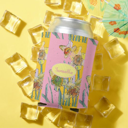 Daffodil Waterverf Geel Roze floreel Blikjeskoeler (Insitu Zomer)