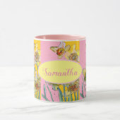 Daffodil Waterverf Geel Roze floreel Mok (Midden)