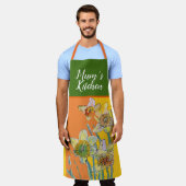 Daffodil Waterverf Geel Sinaasappel Mums Keuken Schort (Gedragen)