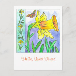 Daffodil Waterverf Hallo Flower Briefkaart