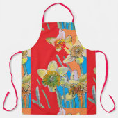 Daffodil Waterverf Rood geel Bloed bloempron Schort (Voorkant)