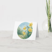 Daffodil Waterverf Schattigee Gevouwen Kaart -Blan (Voorkant)