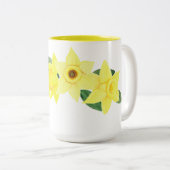 Daffodil Waterverf Two-Tone Mok, 15 oz Tweekleurige Koffiemok (Voorkant rechts)