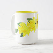 Daffodil Waterverf Two-Tone Mok, 15 oz Tweekleurige Koffiemok (Voorkant links)